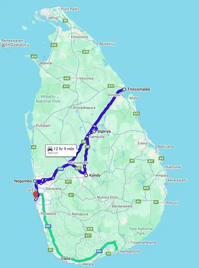 Essence of Sri Lanka (5 days) Map