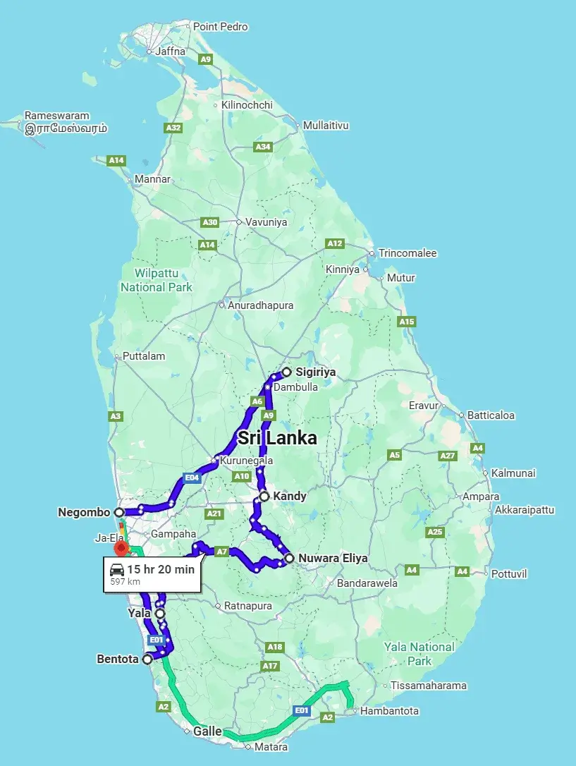 Rhythms of Ceylon (8 days) Map