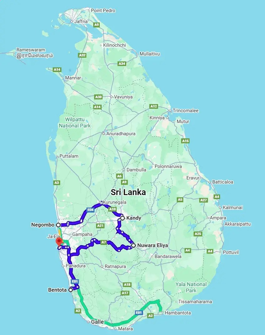 Essence of Sri Lanka (4 days) Map